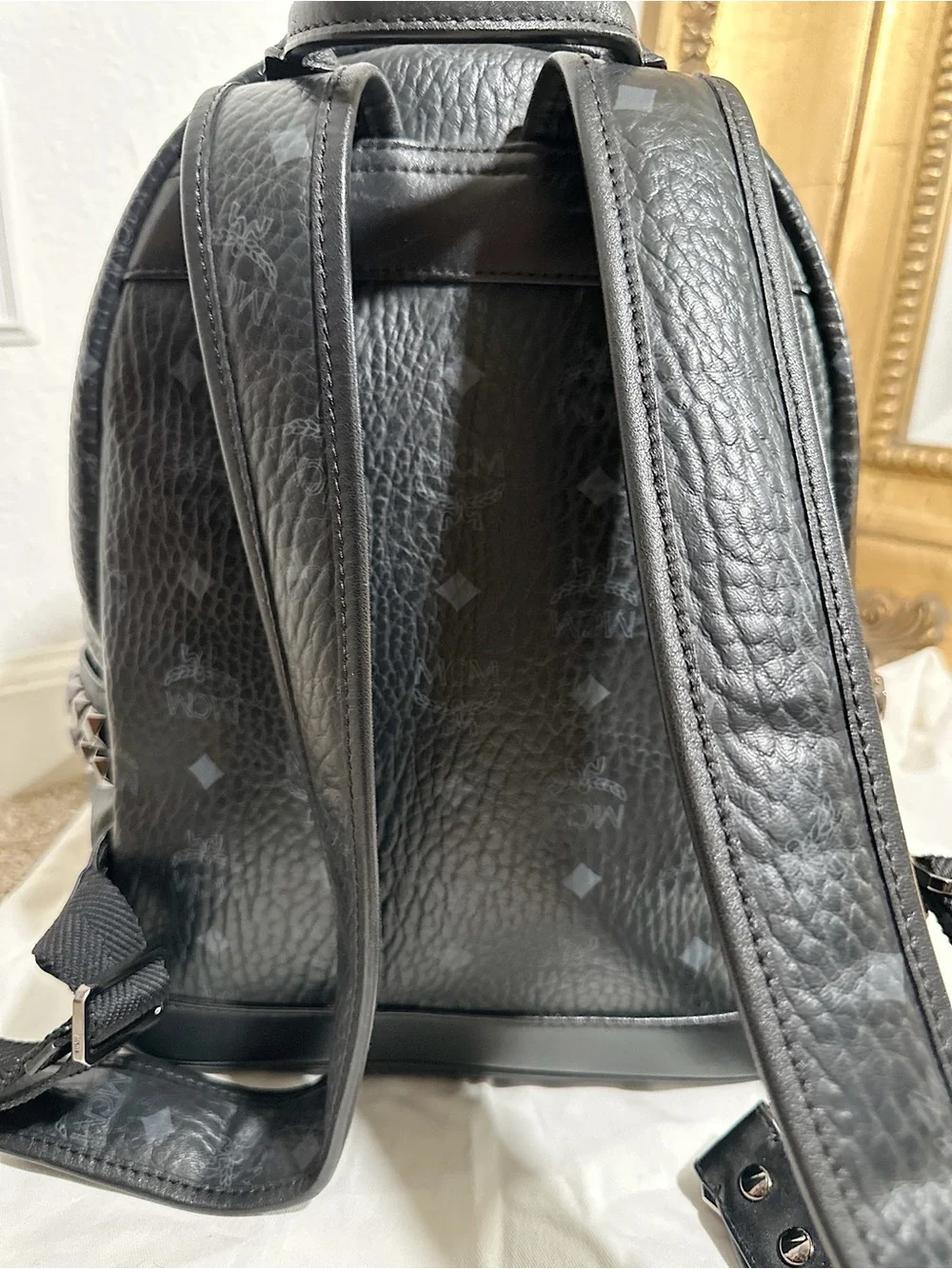 Worn Once MCM Stark Side Studs Small Backpack in Visetos Black $1330